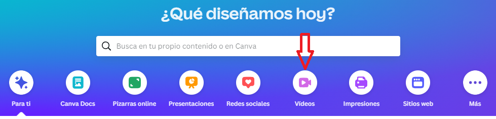 página de inicio canva