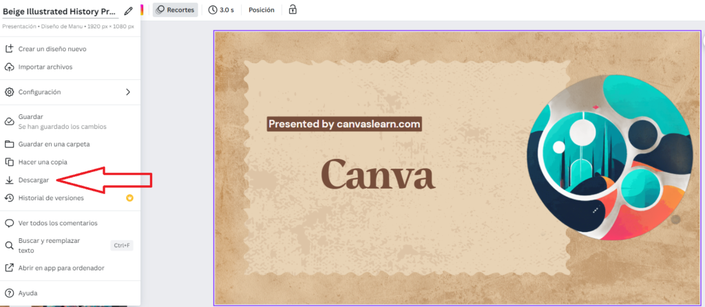 Descarga tu presentación canva
